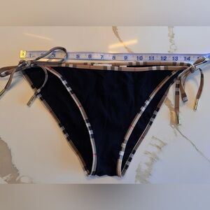 Burberry Black Check Trim Side-Tie Bikini Bottoms M